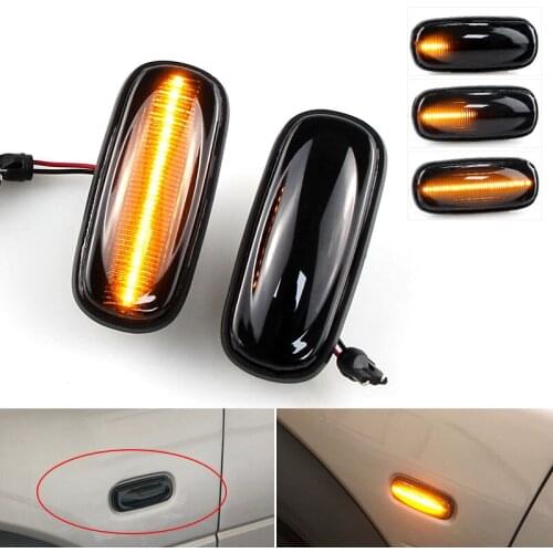 2pcs LED Turn Signal Dynamic Sweep Side Marker Lamp Repeater Indicator Light for Discovery 2 99-04 Freelander Defender XGB000030