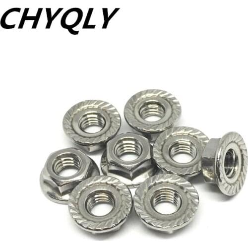 50pcs M3 M4 M5 M6 M8 M10 M12 M14 M16 Metric Thread 304 Stainless Steel Hex Head Flange Nuts Hi-Q DIN6923