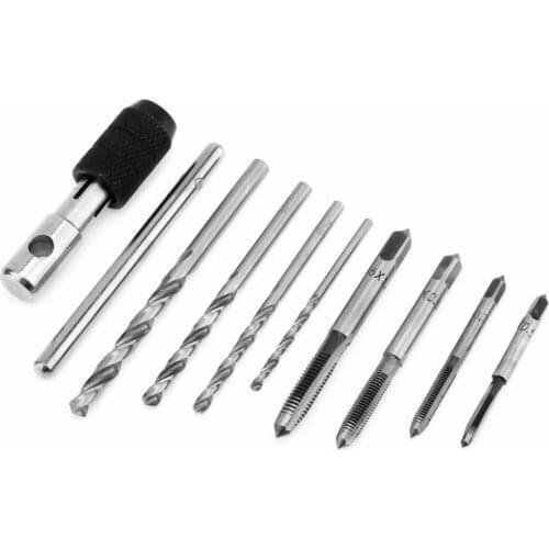 9pcs/lot T Type Machine Hand Screw Thread Taps Reamer with 4pcs M3-M6 Tap Set and 4pcs Twist Drill Bits and T Type Wrench