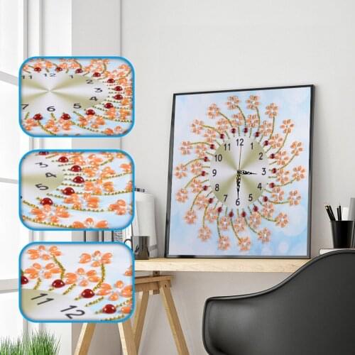 5D Diy Diamond Painting Flower Wall Stick Clock Diamond Embroidery Cross Stitch Wall Stick Diamond Home Decor Needlework