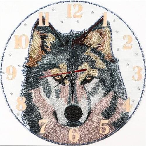 New Diamond Painting Clocks Wolf Wall Clock DIY Special Shaped Drill Diamond Art Clock Cross Stitch Diamond Embroidery Kit