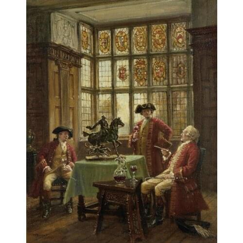 Free shipping classic court figure earl meeting oil painting canvas printings on canvas home wall art decoration picture