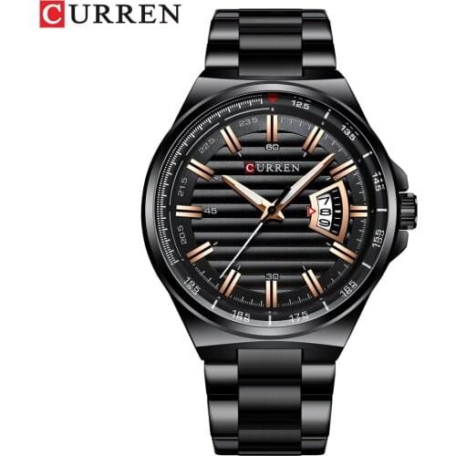 Curren New 8375 Luxury Brand Quartz Watch Stainless Steel Band Wristwatch Fashion Style Watch Man Auto Date Relogio Masculino