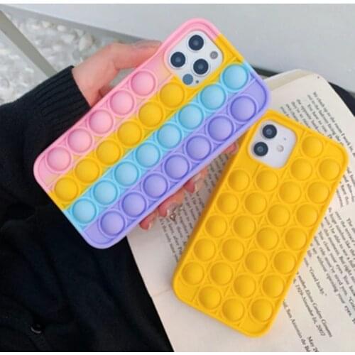 Reliver Stress for iphone xs case 12 Mini Pro X Max Xr 7 8 SE 2020 Liquid Candy Color Soft Silicone Pop Bubble Cover Matte Bag