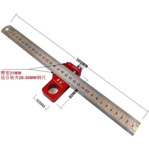 Woodworking scribing ruler 90 degree square ruler 45 degree scriber adjustable scriber magnetic stainless steel ruler