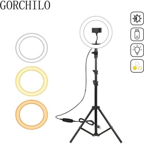 Dimmable LED Selfie Ring Light With Tripod Selfie Light Ring 10Inch Photography Ringlight With Stand For YoutubeTikTok Vlog