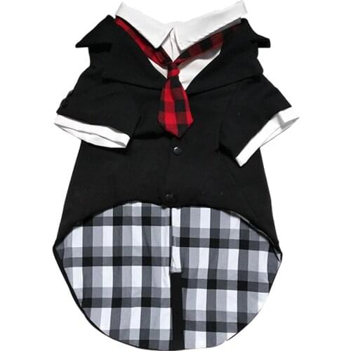 ETHIN New Large Dog pet clothes Coat Dog 2XL-5XL size Gentleman suit pet Dog Shirt with necktie Fake two-piece suit dog clothing