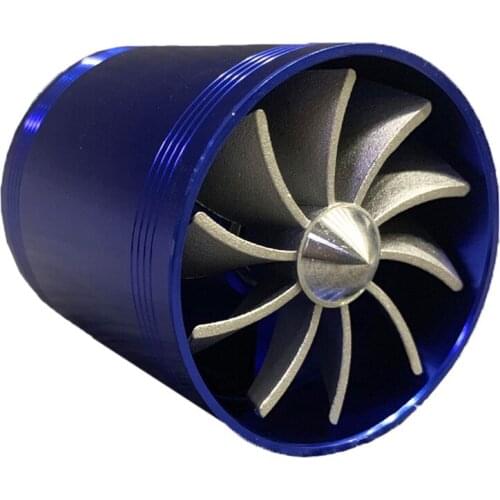 Racing Universal Car Double Turbine Supercharger Turbo Charger Air Filter Intake Fan Fuel Gas Saver Kit Auto Replacement Part