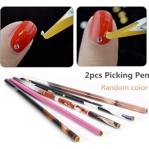 2Pcs Wax Picker Pen Pencil Picking Tools for Rhinestones Gems Crystal Nail Art Crystal Bead Decorations Dotting Pens