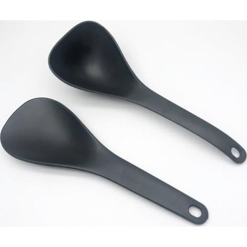 Quality Plastic Non-Stick Rice Spoon Long Cooking Rice Spatula Scoop Black White Hangable Soup Spoon Kitchen Utensil Tableware
