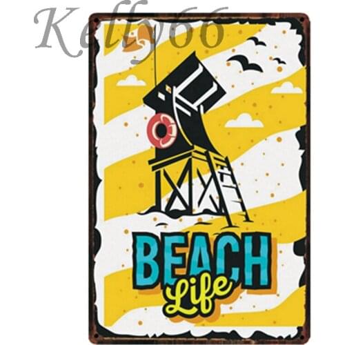 [ Kelly66 ] BEACH Life Metal Sign Tin Poster Home Decor Bar Wall Art Painting 20*30 CM Size y-1881