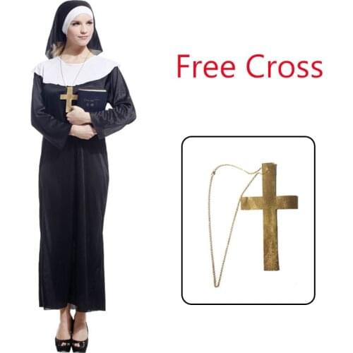 Umorden The Virgin Mary Sister Nun Costume Women Adult Halloween Easter Fantasia Cosplay Costumes Dress Robe