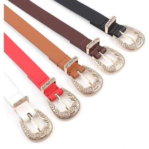 Vintage Adjustable Boho Western Belt Women Black Brown Leather Belt Female Cowboy Hight Waist Belts For Ladies Jeans Dresses
