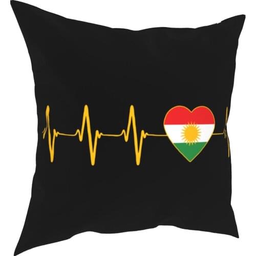 Kurdish Heartbeat Flag I Love Kurdistan Pillowcase Cushion Cover Decorations Pillow Case Cover Seat Drop Shipping 40*40cm