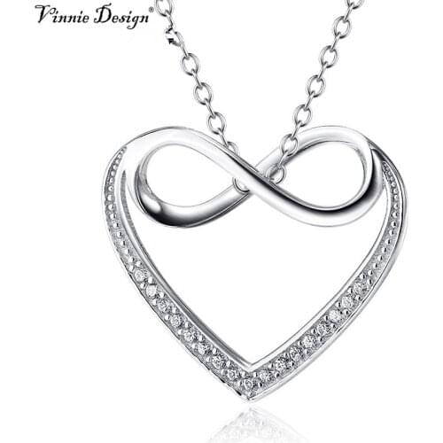 Infinity Heart Pendant Necklace Fashion Women Jewelry Valentines Gifts Christmas Gift