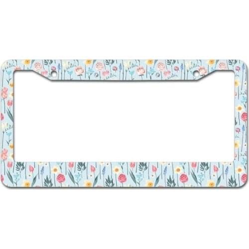 Peceeta Plant Flower License Plate Frame 2 Holes 1 Frame Matte Aluminum Newest Alloy Suit to US Standard Cars white 16x31cm"]