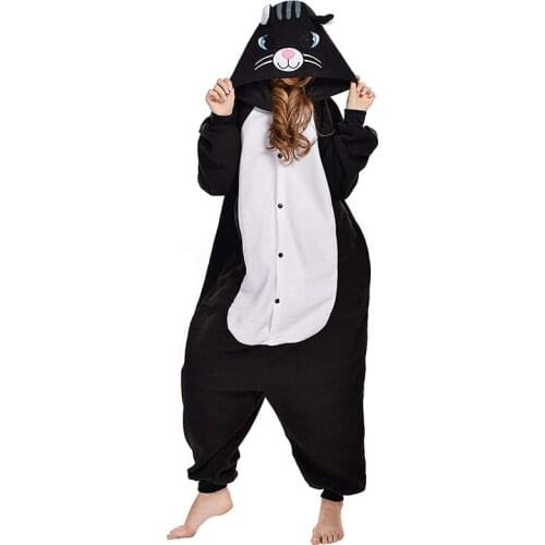 Cat Pajamas Women Onesie For Adults Kigurumi Animal Cartoon One-Piece Pijamas Men Pyjamas Halloween Jumpsuit Cosplay Costume