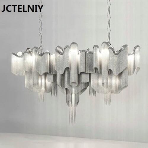 Stream tassel project light aluminum chain vintage handmade aluminum metal chandelier lamp for living room