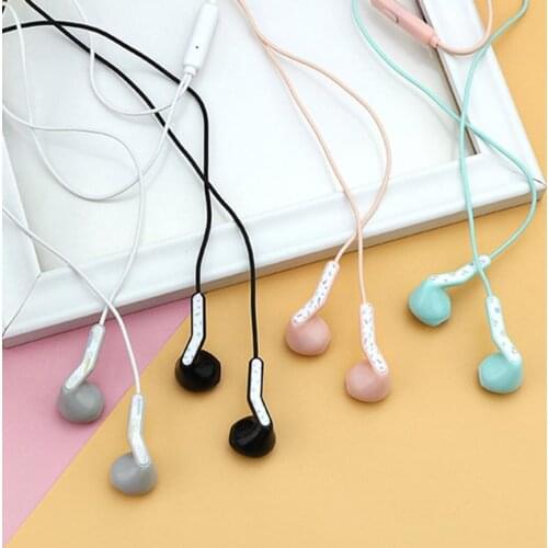 In-ear wired phone headset with microphone 3.5mm round buckle pin fine cartoon boxed headset