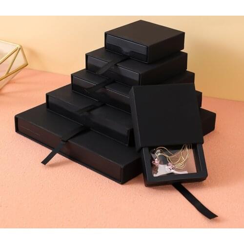 12pcs Black Suspended Drawer Box Earring Necklace Ring Jewelry Box Pe Thin Film Jewelry Box Jewlery Organizer Jewelry Packaging