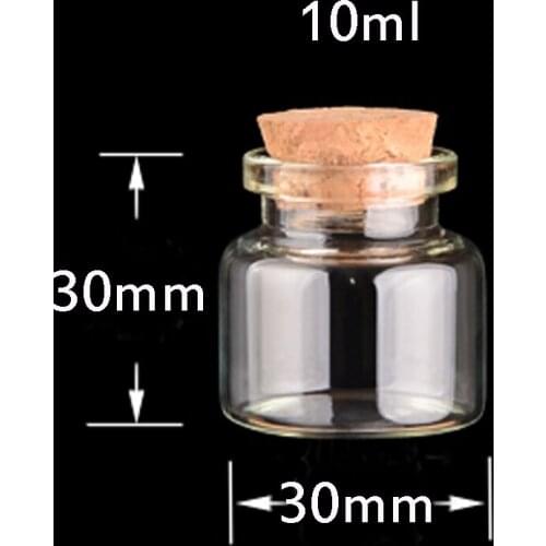 10pcs Dia 30mm Glass Bottles With Cork Cap Lab Chemical Liquid Jars Wishing Bottle Christmas Gifts Refillable Bottles 10ml