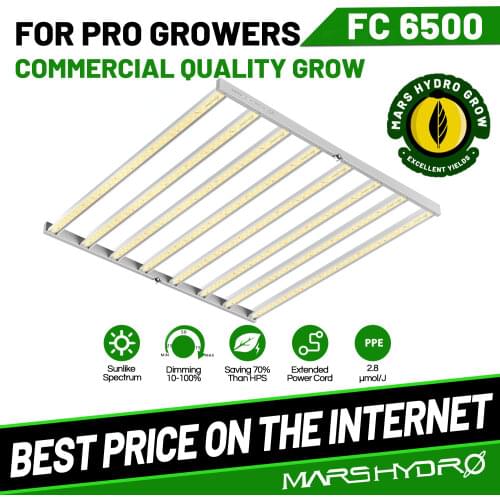 Mars Hydro FC 6500 Sunlike Led Grow Light Dimmable Full Spectrum Samsung LM301D Chips For Indoor Veg Flower Hydroponics Plants