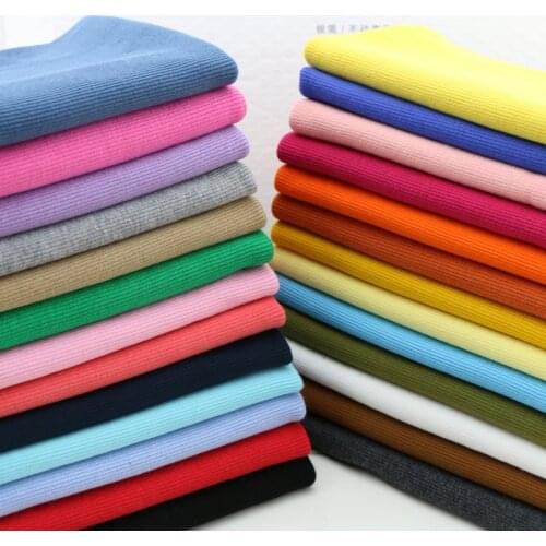 20X 100cm Hot sale 2x2 Cotton knitted rib cuff fabric stretchy cotton fabric for DIY sewing clothing making accessories fabric