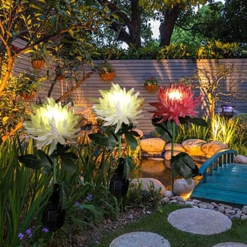 Waterproof Chrysanthemum Stake Light Outdoor Solar Lights Solar Garden Lamp Landscape Pathway Light for Patio Yard Decor X6HD