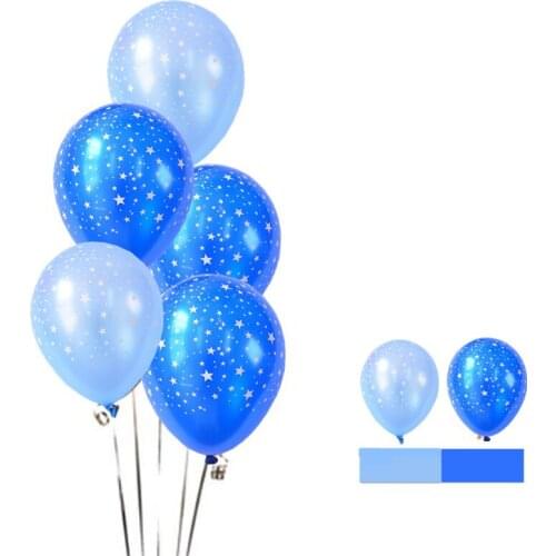 12inch 10p Blue Gold latex Balloons clear globos Birthday White Star Printed Latex Air Globos Baby Shower Party balloon Supplies