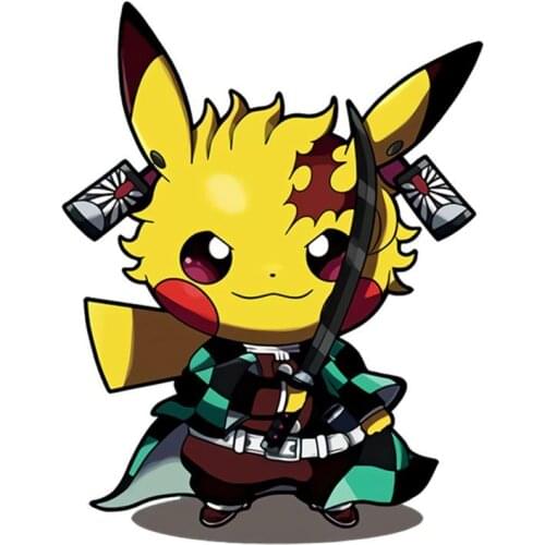 20CM Funny Demon Slayer Kimetsu No Yaiba Tanjiro Kamado Anime Japanese Cartoon 3D Stickers For Car Mercedes Skate Decal