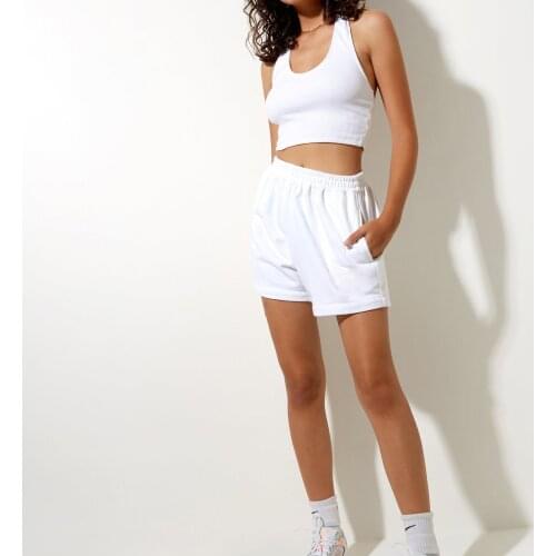 4 Colors Women Loose Style Fitness Shorts Ladies Solid Color Elastic High Waist Sweatpants with Pockets Exercise Workout Shorts