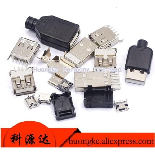 10p/lot USB interface female male connector socket connector type A B type patch straight into the curved needle straight needle