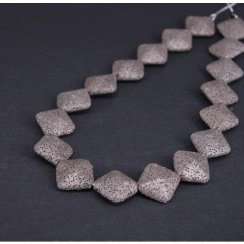 2Strand/Lot,Natural Black Volcano Lava Rock Faceted Rhombus Slab Beads Wholesale,DIY Bracelet Pendant Earring Jewelry Making