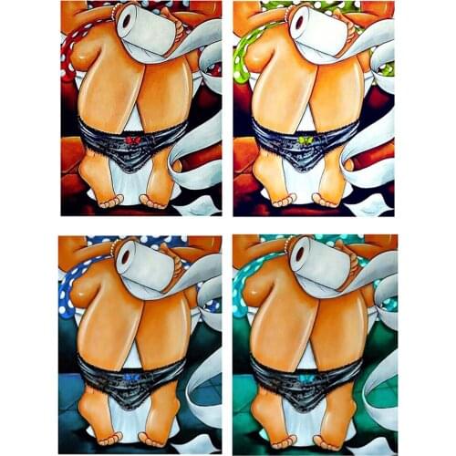 5D DIY Diamond Painting WC Cross stitch Kit Full Drill Diamond Embroidery Cartoon Woman Mosaic Picture of Rhinestones Home Decor