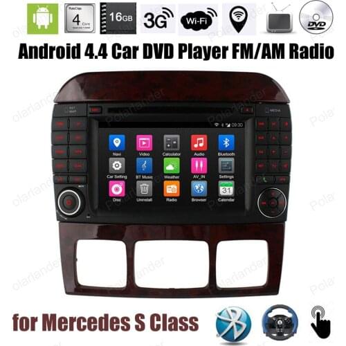 Android4.4 Car DVD Quad Core Support BT 3G WiFi GPS OBDII Mirror Link DTV DAB TPMS For Mercedes S Class 7 inch FM AM radio