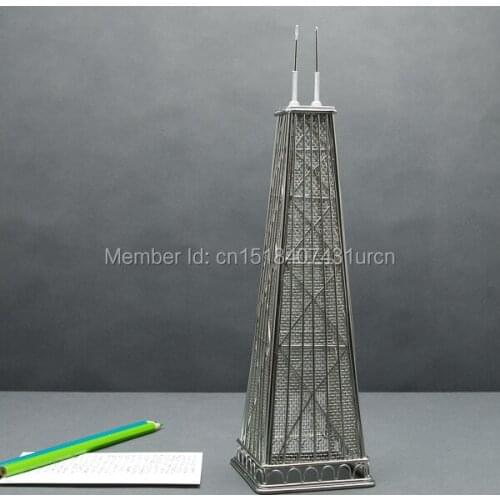 FREE SHIPMENT J38 CHICAGOS JOHN HANCOCK STATUES/MODEL STAINLESS HAND-MADE ART CRAFTS WEDDING&BIRTHDAY&HOME&OFFICE&GIFT&PRESENT