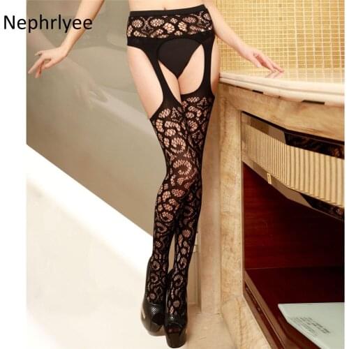 Without panties Sexy Lady Women Fashion Open Crotch Soft Tights Elastic Pantyhose Stockings Black Cutout Stocking