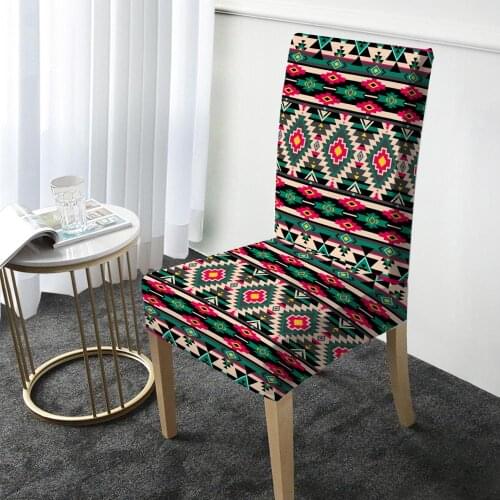 Bohemian Strip Print Chair Cover Elastic Dining Chair Protector Cover Washable Slipcover for Christmas Banquet Party Home Decor