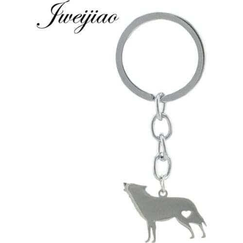 JWEIJIAO Wolf Charms Keychain Key Chain & Key Ring Holder Stainless steel Gift For Children Kids Bag Animal Pendant SKU46