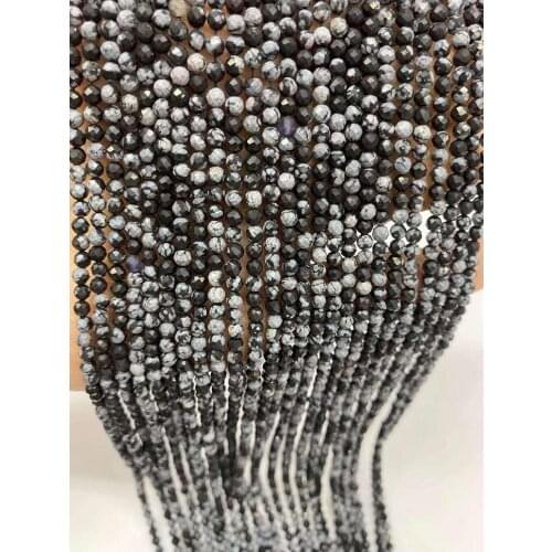 Natural snow stone cut beads 2mm / 3mm / 4mm stone jewelry DIY boutique 38cm