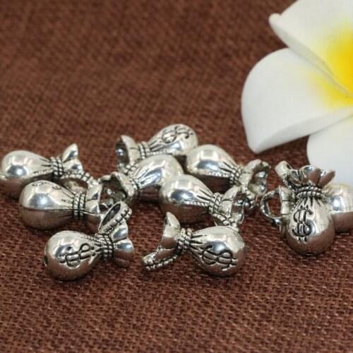 10pcs Tibet silver-plated spacer beads 10*17mm lucky money bag shape accessories high grade jewelry findings B2534