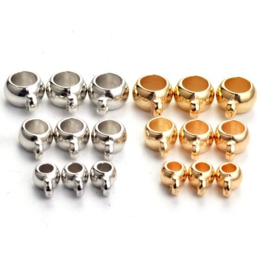 50pcs/lot Hole Spacer Beads Gold/Rhodium Plated CCB Pendant Clip Clasp Bail Beads For DIY Jewelry Findings Making