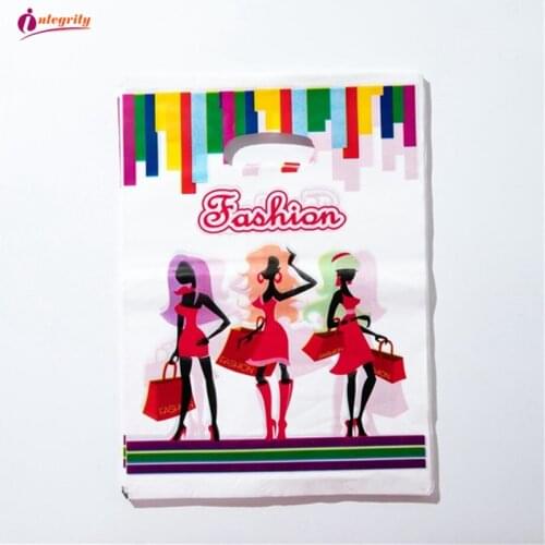 INTEGRITY 15*20cm/20*25cm 10pcs Jewelry Plastic Package Bags Wedding Gifts Boutique Gifts Shopping Packaging Plastic Handle Bags