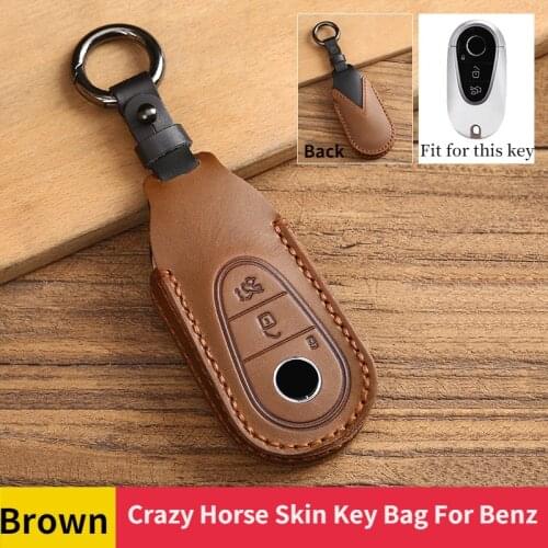Crazy Horse Skin Key Bag Car Key Case Key Cover for Mercedes Benz W223 Class S300 S350 S450 S500 2020 2021