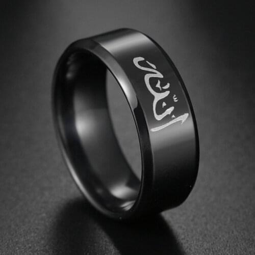 8mm Width Black Band Rings Stainless Steel Religion Faith Ring for Men Women Lucky Titanium Jewelry Wedding Valentines Day Gift