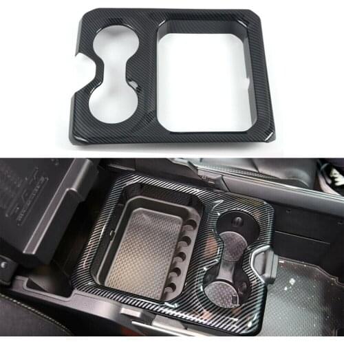 Black Carbon Fiber Style Car Water Cup Holder Cover Trim Styling Fit For Dodge Ram 1500 2019 2020