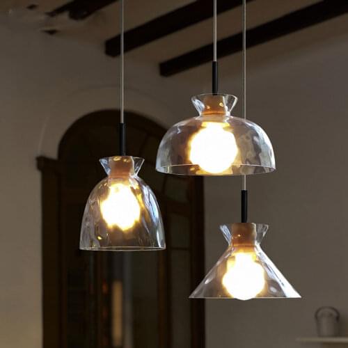 Wooden Corrugated Glass Chandelier Restaurant Chandelier Bar Stair Entrance Bedside Lamp Indoor Lighting E27