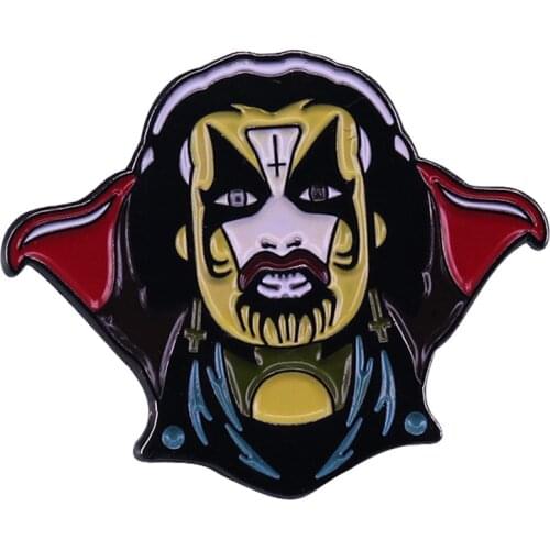 King Diamond Enamel Pin Black Heavy Metal Battle Vest Brooch Horror Mercyful Fate Band Satanism Badge Rock music legend