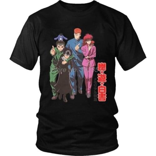 Hakusho Yu 25th Anniversary T-Shirts Men Novelty T Shirt Short Sleeve Yusuke Kurama Hiei Tshirt Cotton Tees Harajuku Streetwear