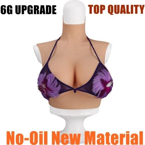 6G Upgrade New High Collar Neck Fake Artificial Boob Realistic Silicone Breast Forms Crossdresser Shemale Transgender Drag Queen